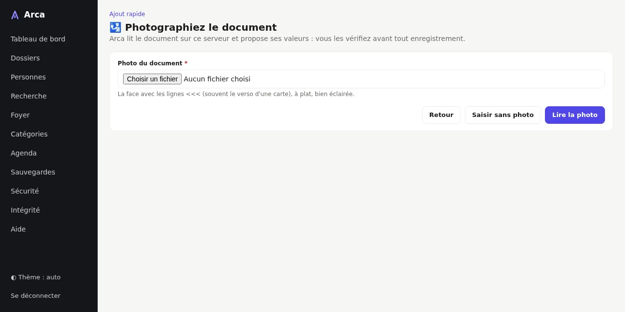 Ajout rapide : la photo du document