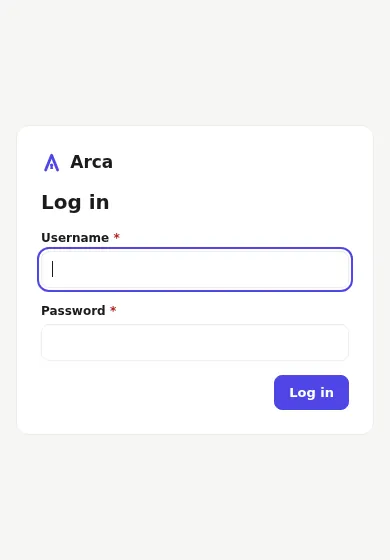 Login page