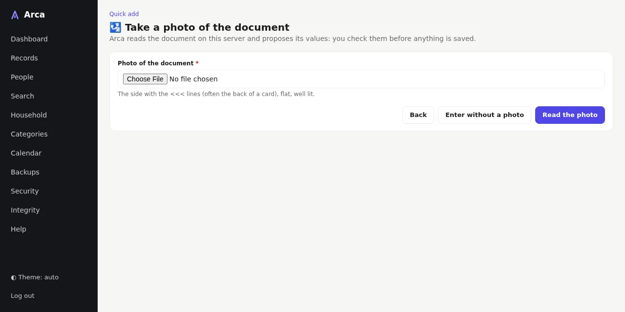 Quick add: the photo of the document